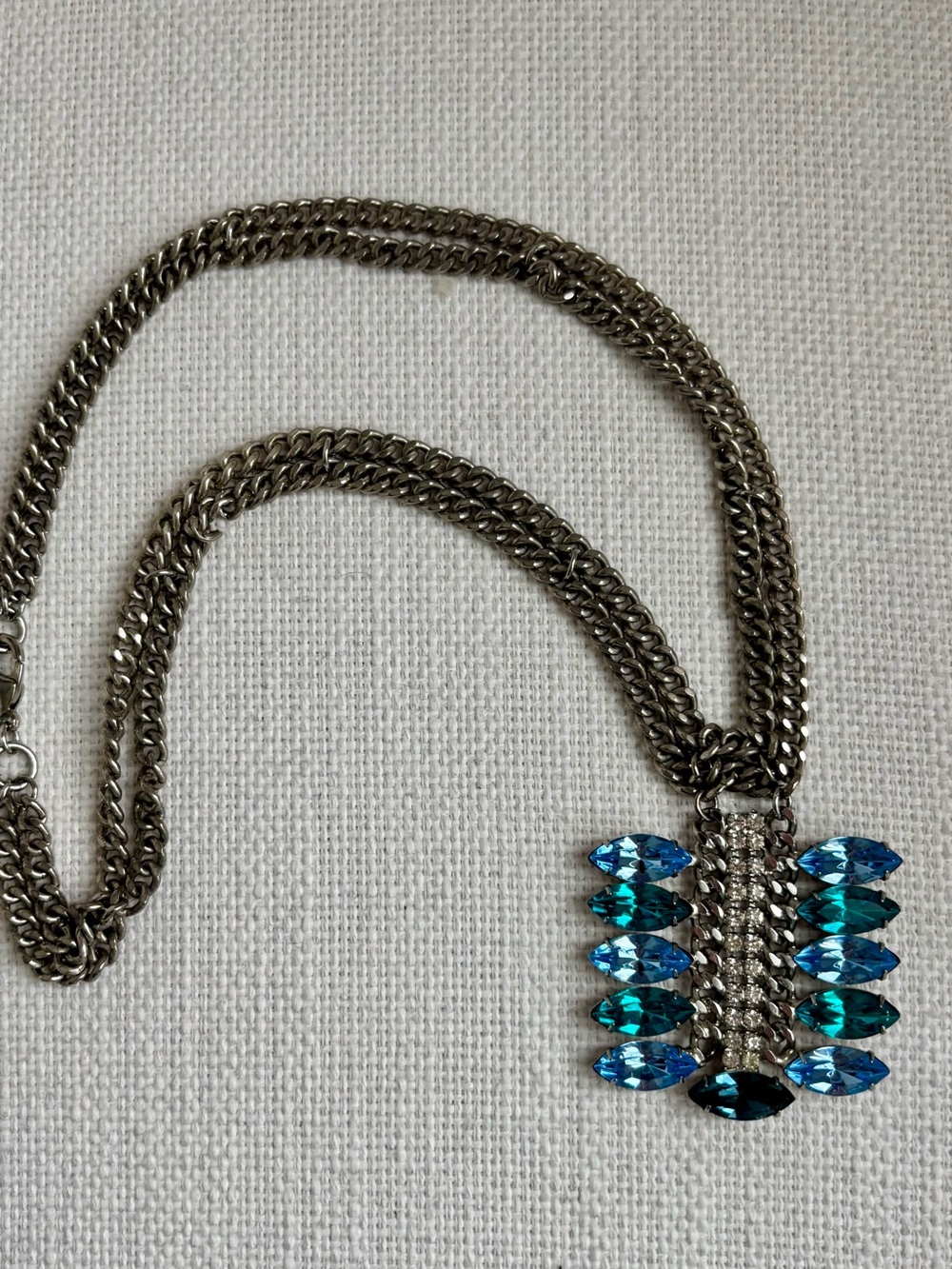Anthropologie Crystal Silver Chain Pendant Necklace - Picture 2 of 6